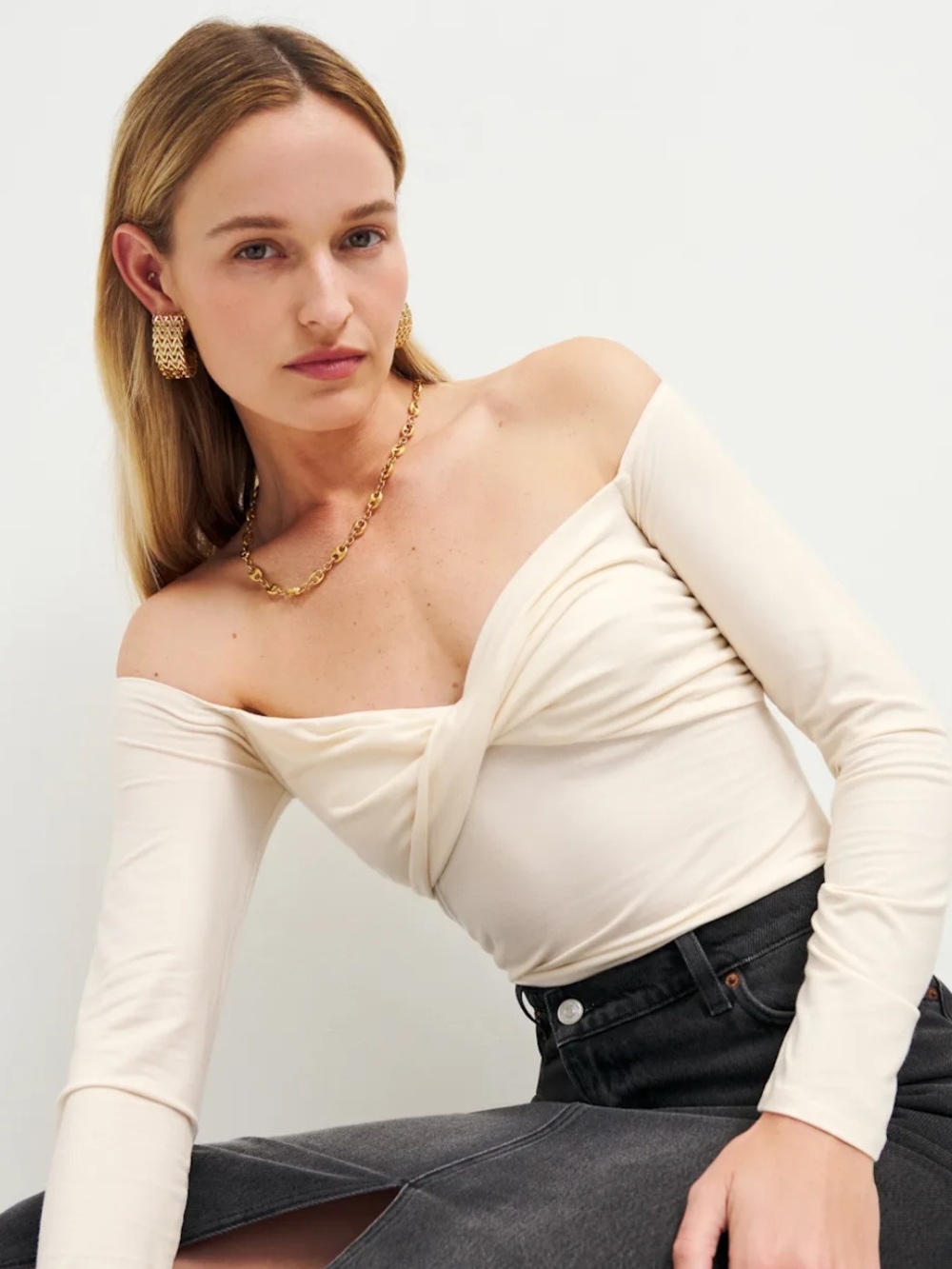 reformation anita twist knit top